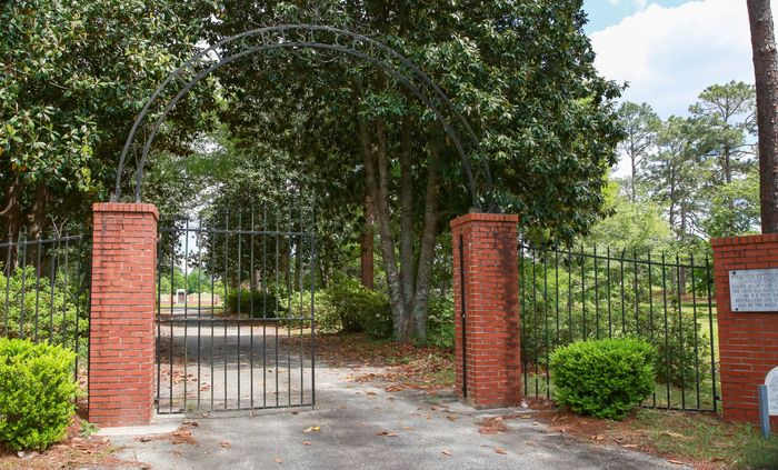 Brick gate posts at the cemetery entrance